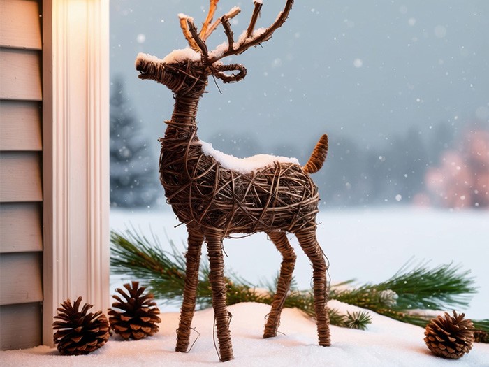 A wicker reindeer.